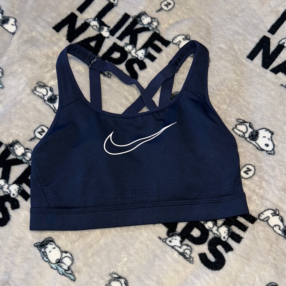 Navy Sports Bra with Criss-Cross Straps